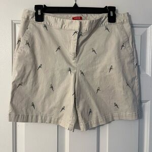 Izod Cream Bermuda Shorts with Embroidered Details